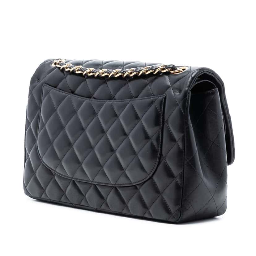 Chanel Jumbo Classic Lambskin Double Flap Black Leather Good condition - Back View