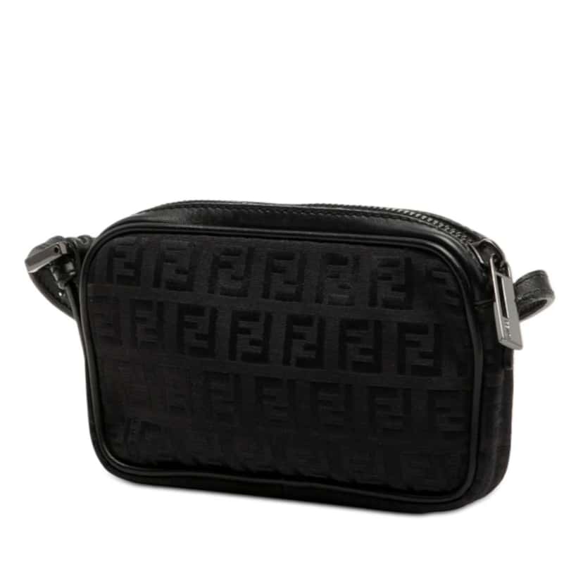Fendi Mini Zucchino Canvas Zip Crossbody Black Canvas Very good condition - Back View