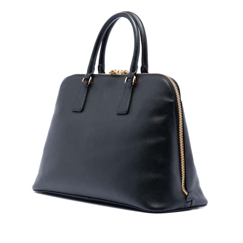 Prada Large Saffiano Lux Promenade Satchel Black Leather Good condition - Back View