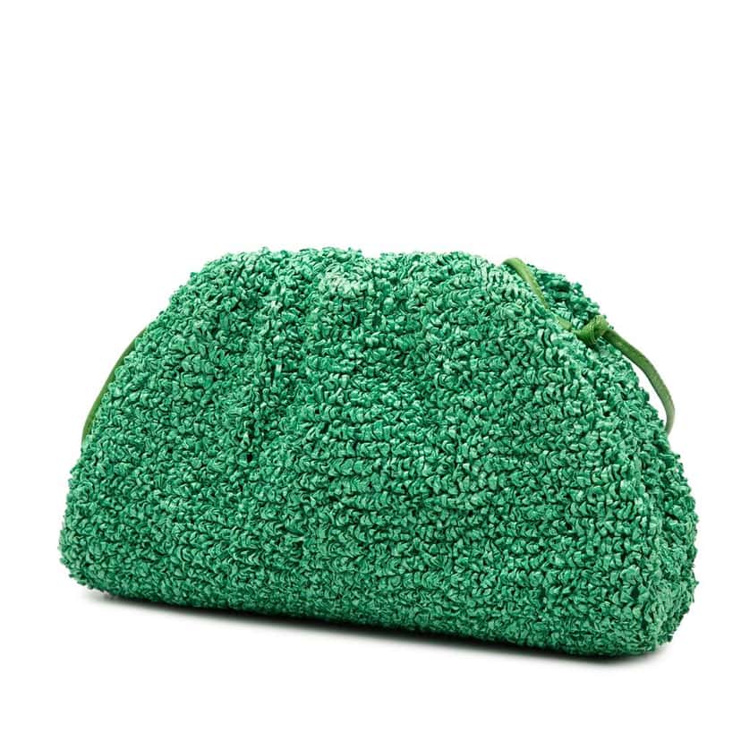 Bottega Veneta Boucle Raffia The Mini Pouch Crossbody Green Very good condition - Back View
