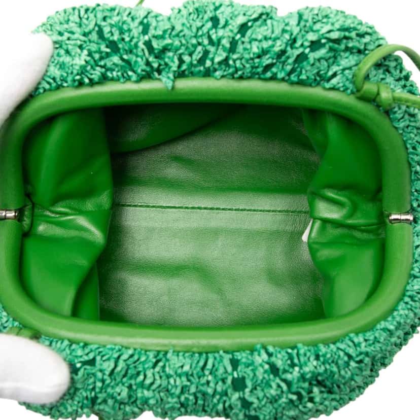 Bottega Veneta Boucle Raffia The Mini Pouch Crossbody Green Very good condition - Model View