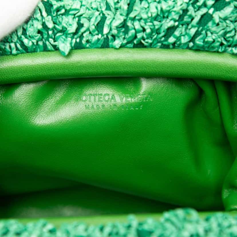 Bottega Veneta Boucle Raffia The Mini Pouch Crossbody Green Very good condition - Box View