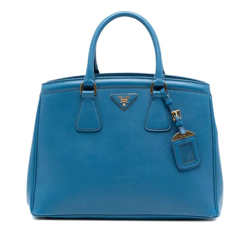 Prada Saffiano Lux Parabole Tote Blue Leather Very good condition - Front View