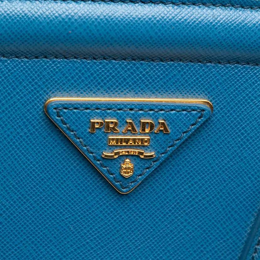 Prada Saffiano Lux Parabole Tote Blue Leather Very good condition - Box View