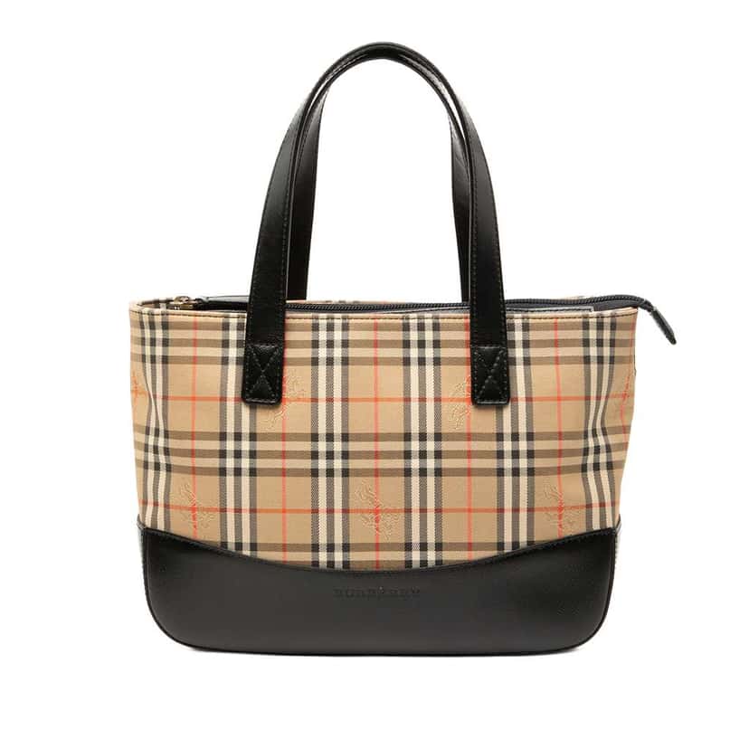 Burberry Haymarket Check Canvas Handbag Brown Canvas Very good condition - Front View