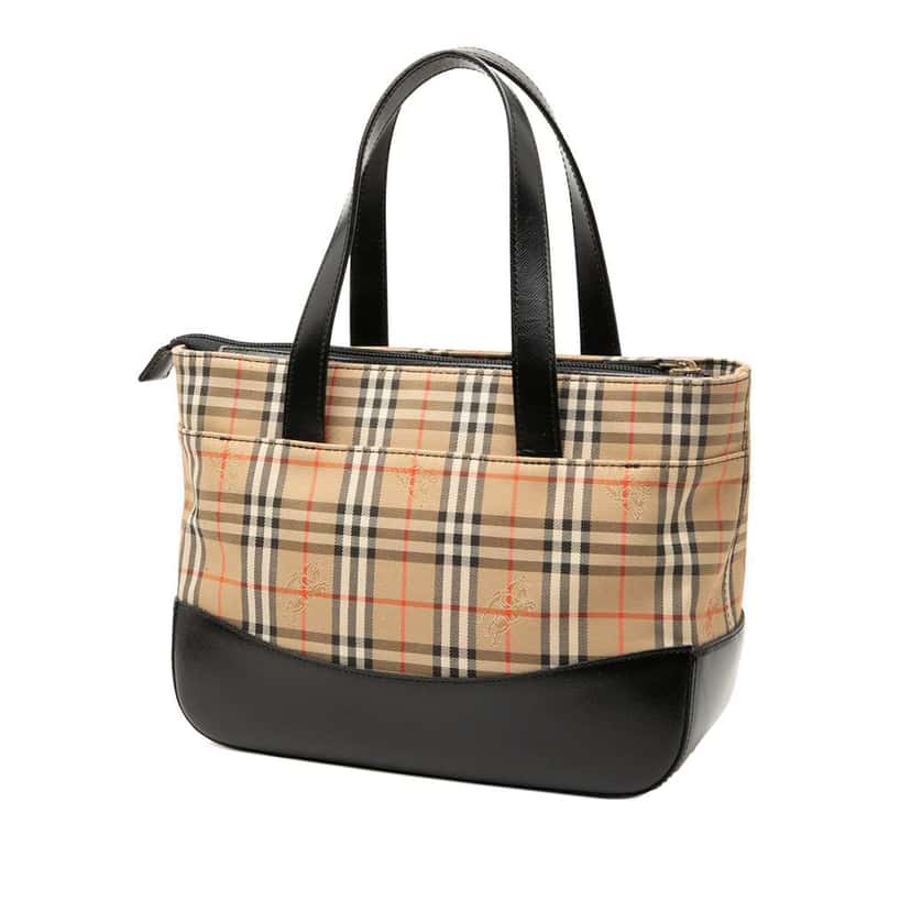 Burberry Haymarket Check Canvas Handbag Brown Canvas Very good condition - Back View