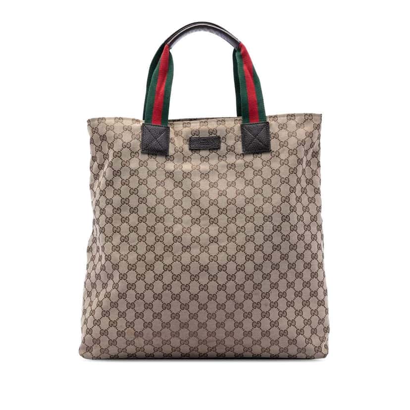 Gucci GG Canvas Web Tote Brown Canvas Very good condition - Front View