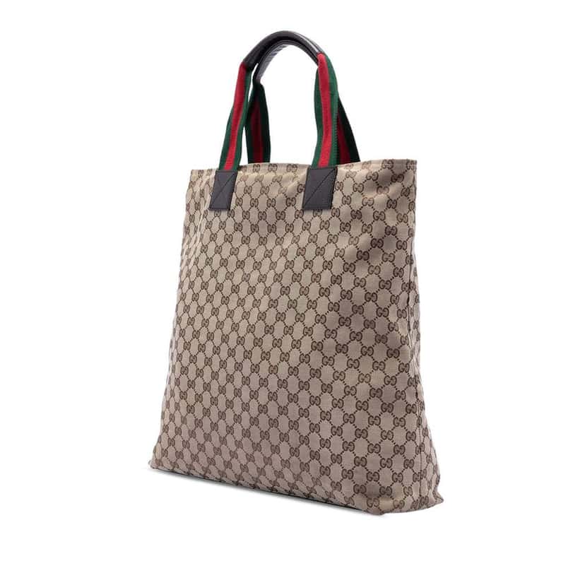 Gucci GG Canvas Web Tote Brown Canvas Very good condition - Back View