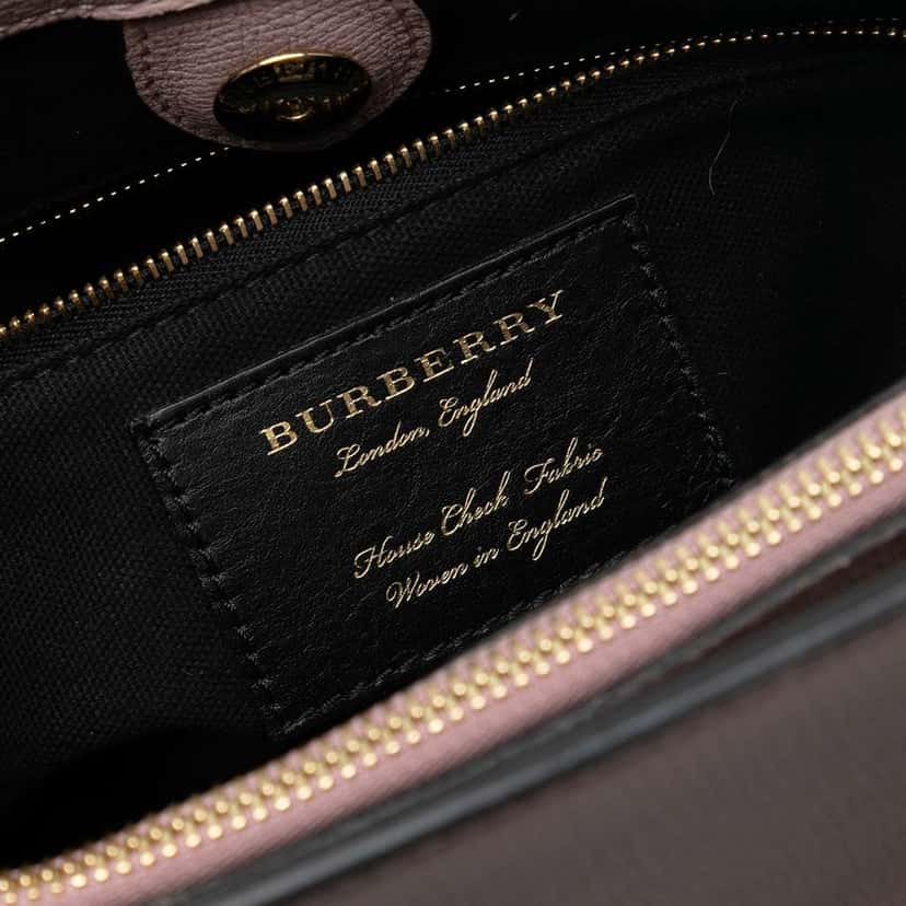 Burberry Medium Leather and House Check Banner Satchel Pink Leather Very good condition - Box View