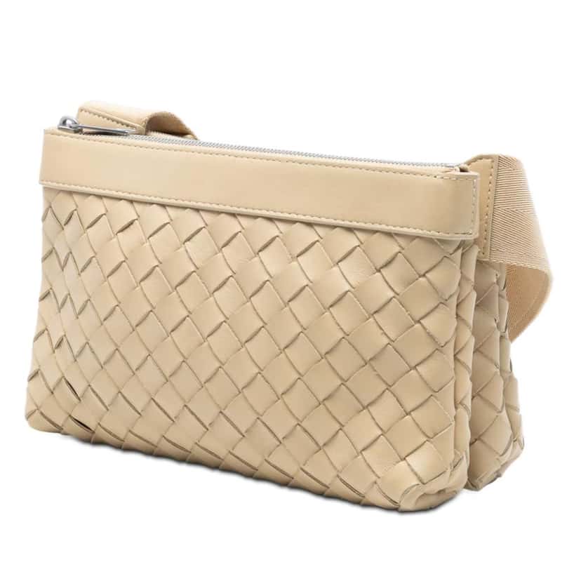 Bottega Veneta Nappa Intrecciato Double Zip Crossbody Brown Leather Very good condition - Back View