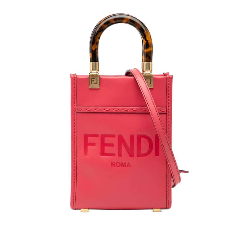 Fendi Mini Leather Sunshine Shopper Tote Pink Leather Very good condition - Front View