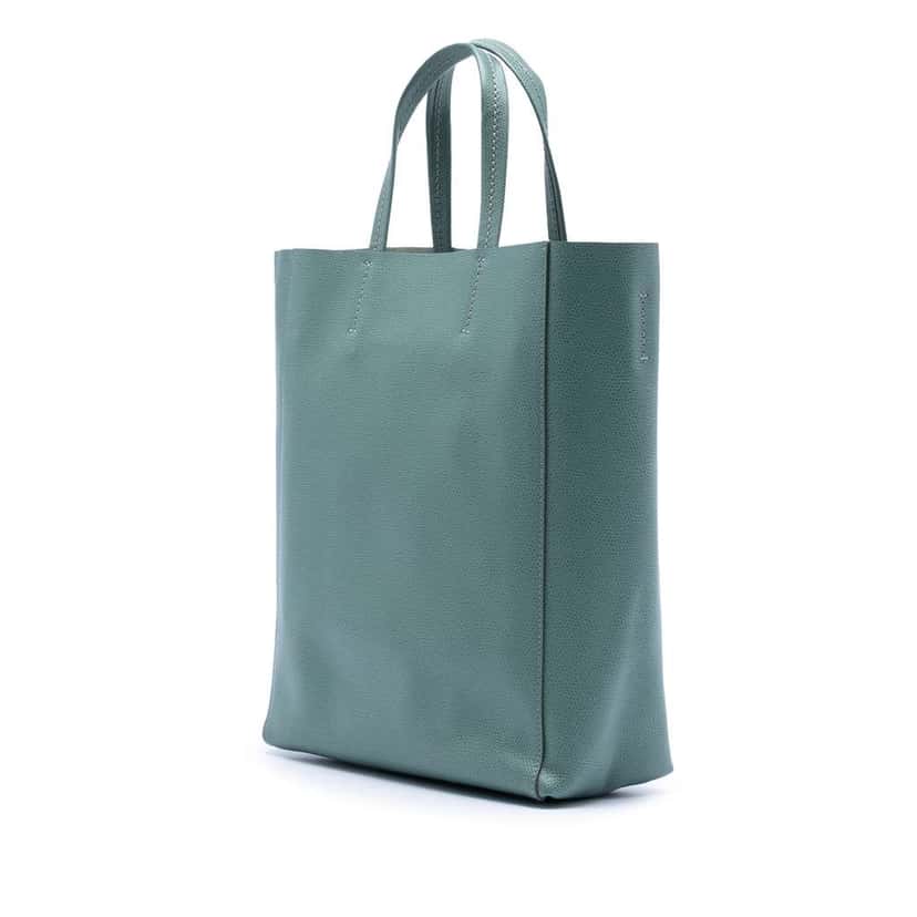 Celine Small Grained Calfskin Vertical Cabas Tote Green Leather Very good condition - Back View