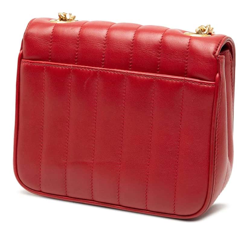Saint Laurent Small Lambskin Monogram Vicky Chain Bag Red Leather Very good condition - Back View