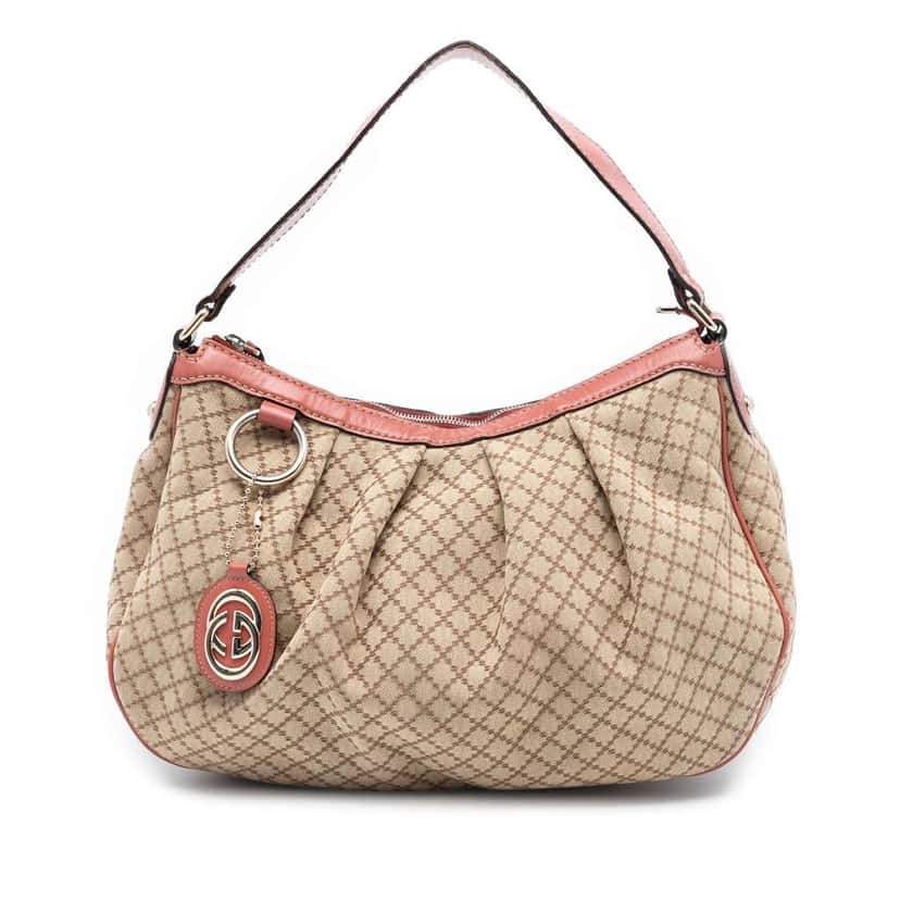 Gucci Diamante Canvas Sukey Shoulder Bag Brown Canvas Very good condition - Front View