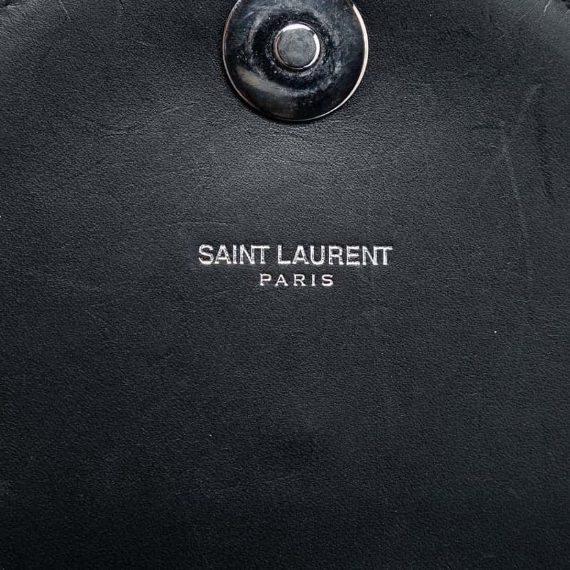 Saint Laurent Studded Chevron Calfskin Monogram Envelope Chain Flap Black Leather Very good condition - Box View