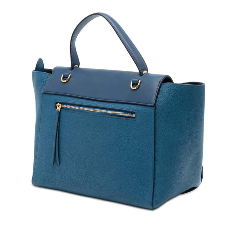 Celine Mini Grained and Smooth Calfskin Belt Bag Blue Leather Very good condition - Back View