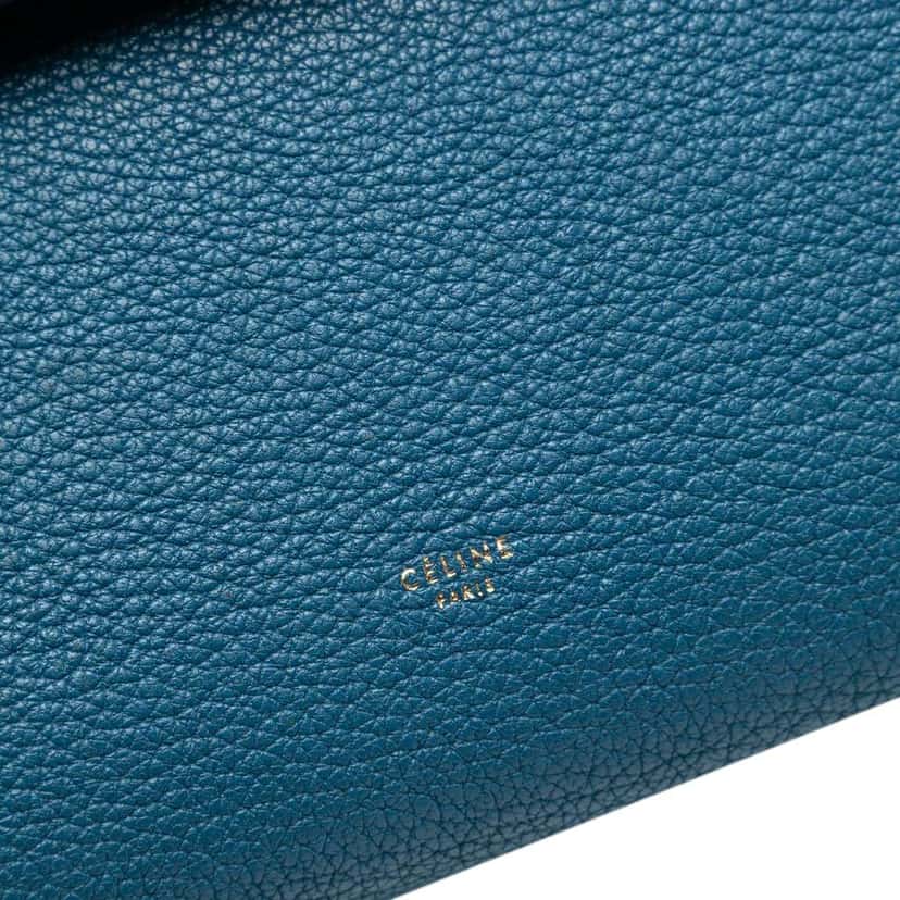 Celine Mini Grained and Smooth Calfskin Belt Bag Blue Leather Very good condition - Box View