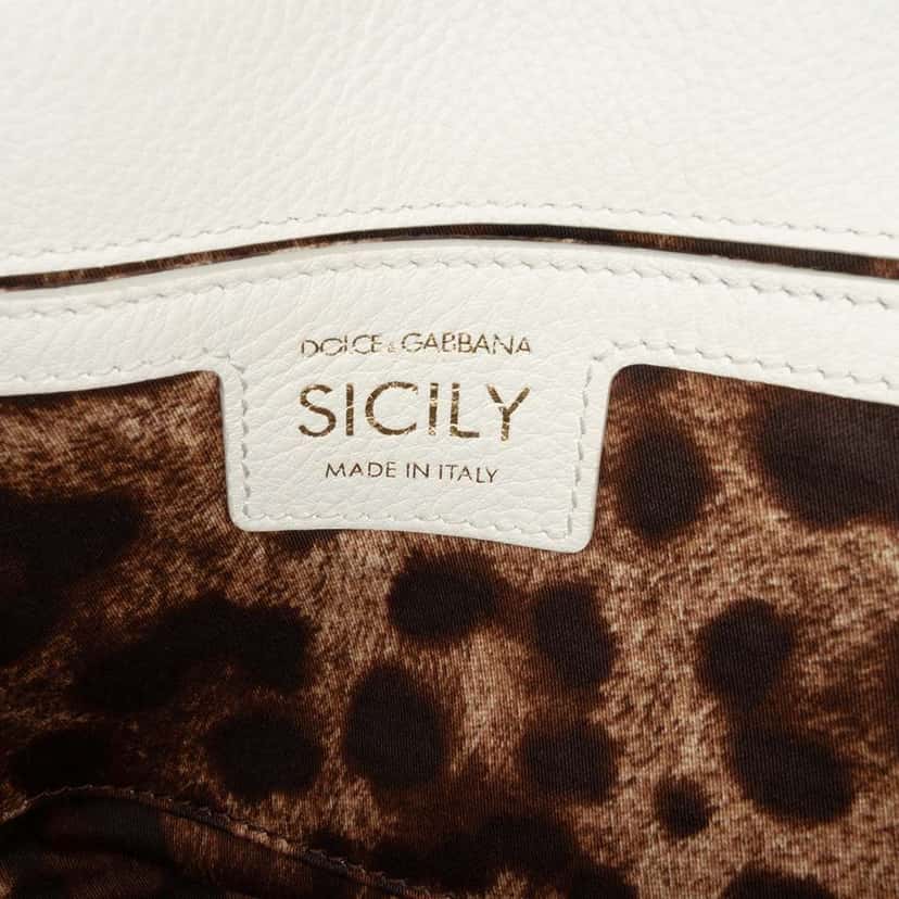Dolce & Gabbana Small Calfskin Soft Sicily Satchel White Leather Good condition - Box View