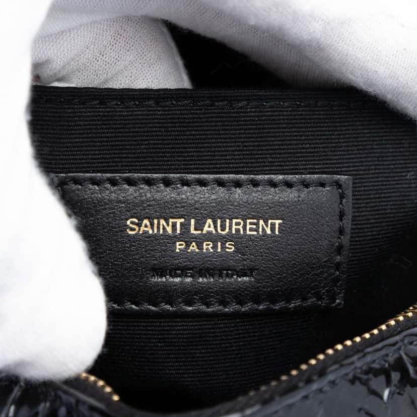 Saint Laurent Croc Embossed Patent Round Vinyle Camera Bag Black Leather Very good condition - Box View