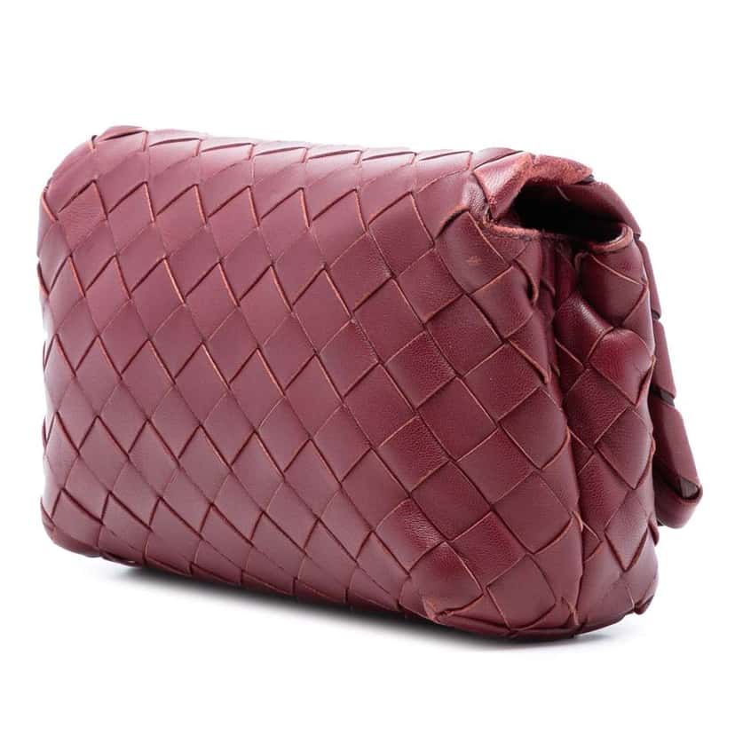 Bottega Veneta Mini Nappa Intrecciato Crossbody Red Leather Very good condition - Back View