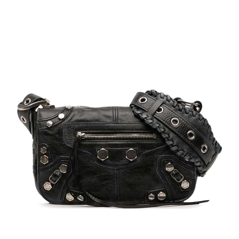 Balenciaga XS Lambskin Motocross Le Cagole Flap Crossbody Black Leather Very good condition - Front View