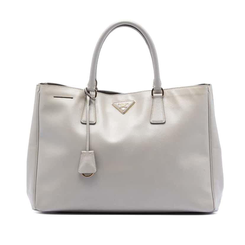 Prada Large Saffiano Lux Galleria Satchel Grey Leather Good condition - Front View