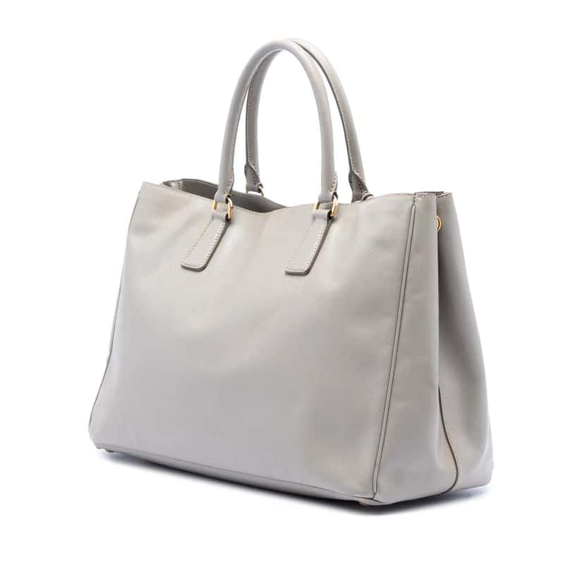 Prada Large Saffiano Lux Galleria Satchel Grey Leather Good condition - Back View
