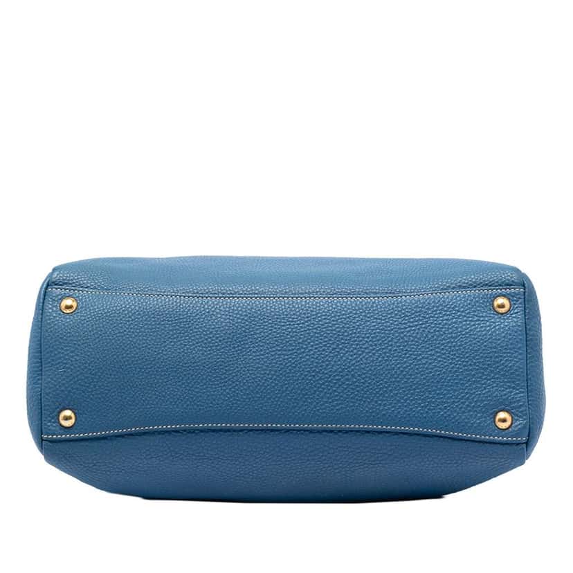 Prada Vitello Daino Zip Top Satchel Blue Leather Very good condition - Inside View