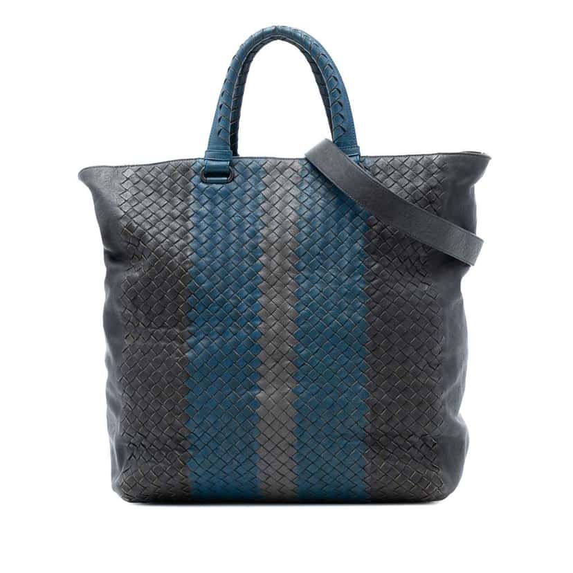 Bottega Veneta Tricolor Nappa Intrecciato Convertible Tote Black Leather Very good condition - Front View