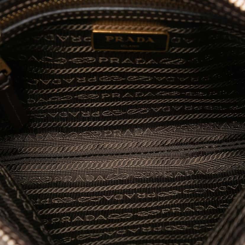 Prada Canvas Canapa Logo Bow Crossbody Brown Canvas Good condition - Model View