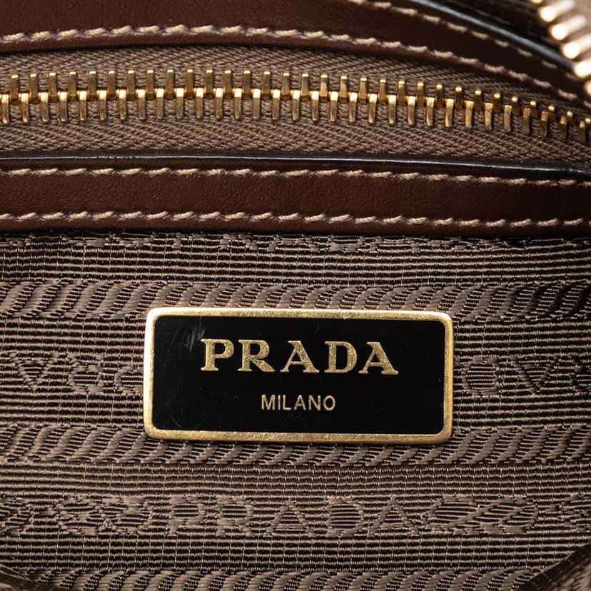 Prada Canvas Canapa Logo Bow Crossbody Brown Canvas Good condition - Box View