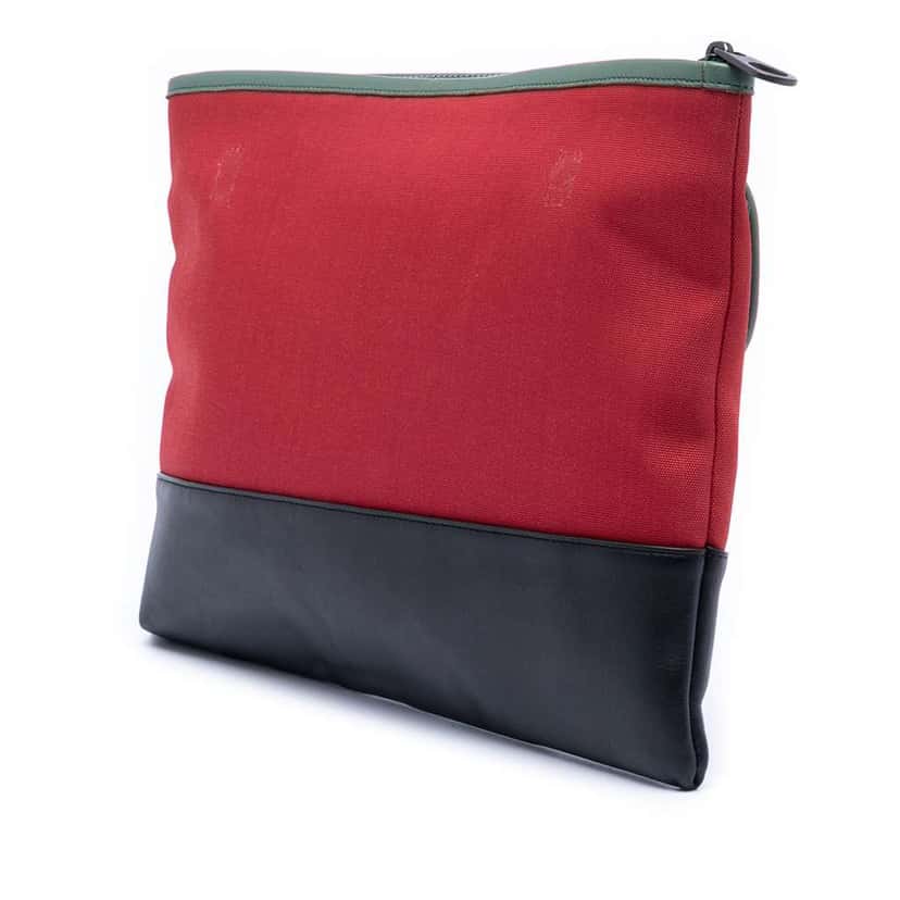 Bottega Veneta Canvas and Nappa Intrecciato Clutch Red Canvas Very good condition - Back View
