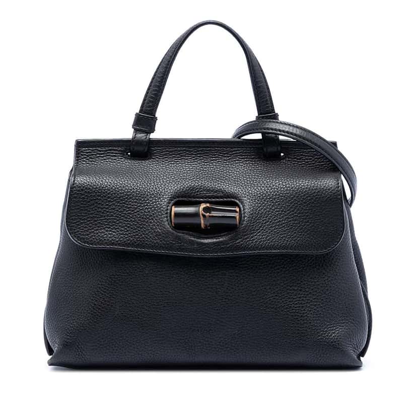 Gucci Small Leather Bamboo Daily Satchel Black Leather Very good condition - Front View