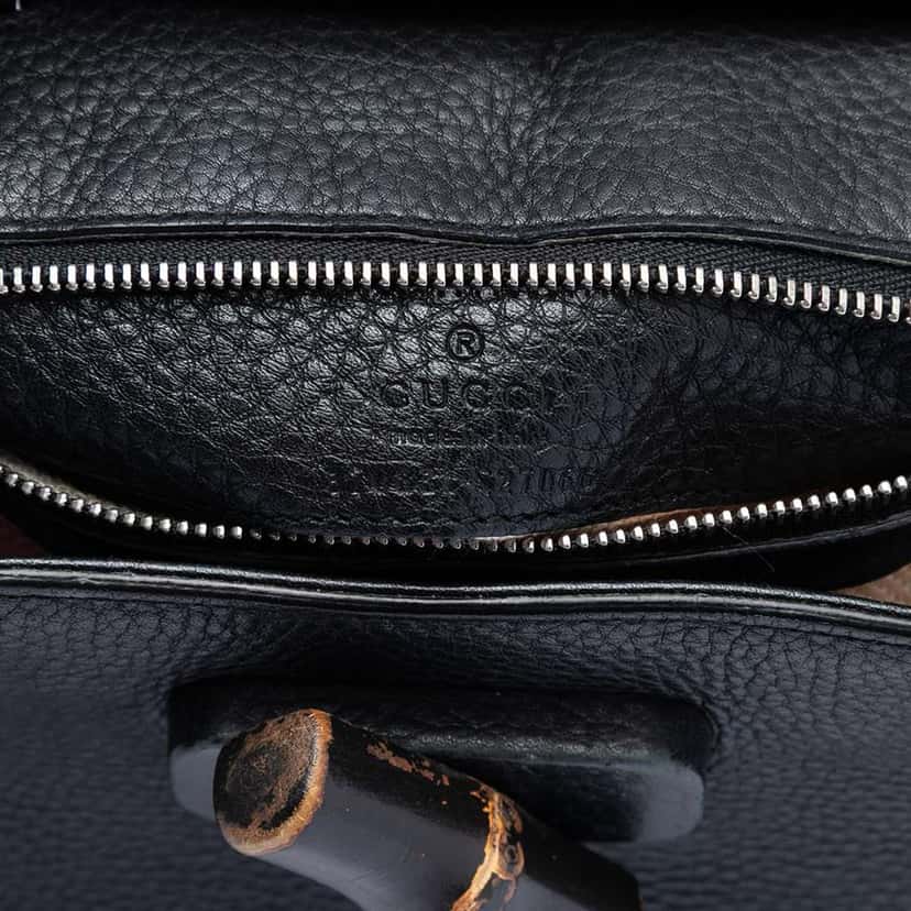 Gucci Small Leather Bamboo Daily Satchel Black Leather Very good condition - Box View