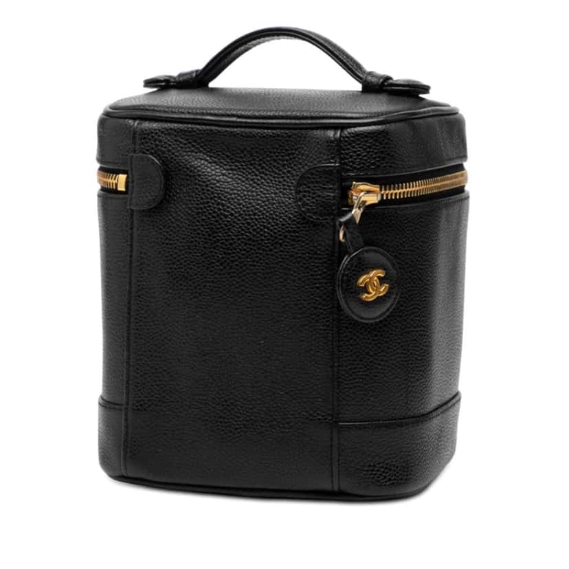 Chanel CC Caviar Vanity Bag Black Leather Good condition - Back View