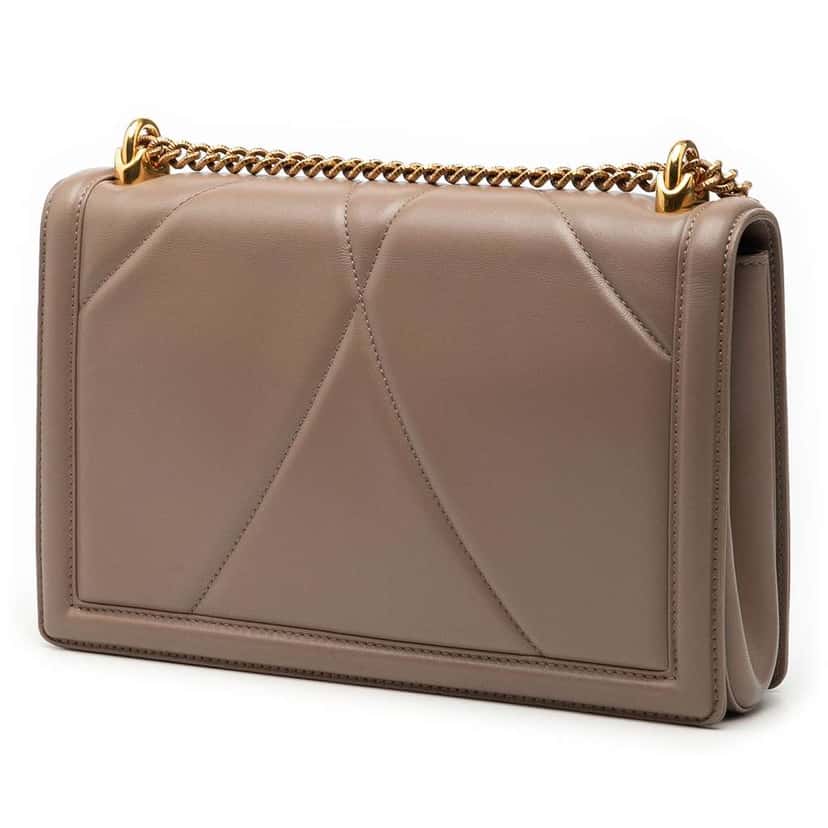 Dolce & Gabbana Medium Quilted Nappa Devotion Crossbody Brown Leather Good condition - Back View