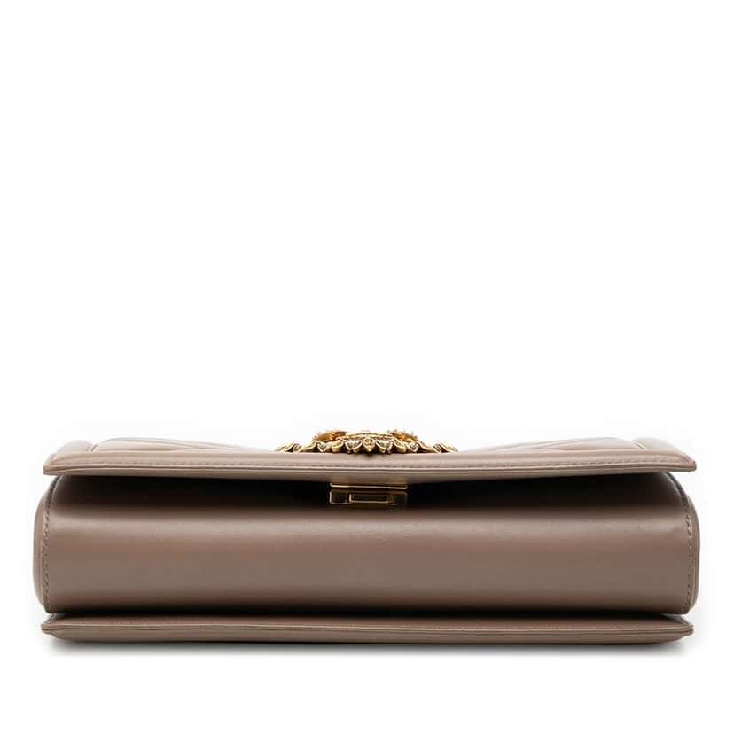 Dolce & Gabbana Medium Quilted Nappa Devotion Crossbody Brown Leather Good condition - Inside View