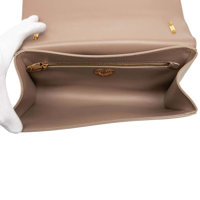 Dolce & Gabbana Medium Quilted Nappa Devotion Crossbody Brown Leather Good condition - Model View