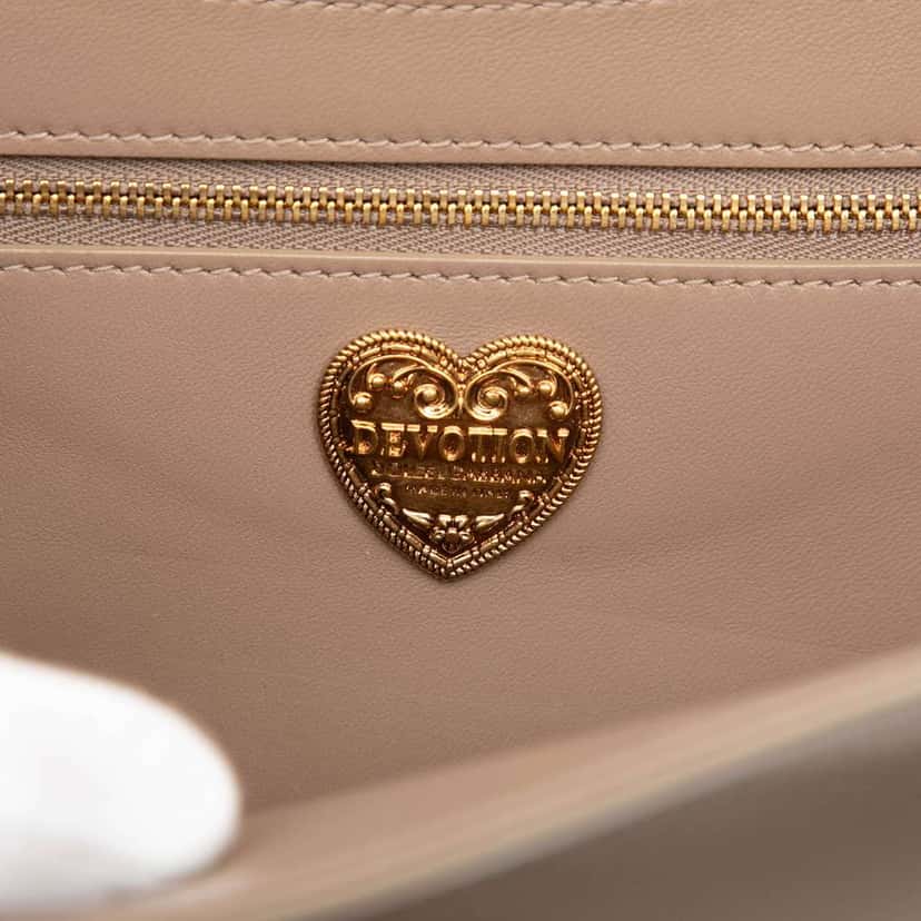 Dolce & Gabbana Medium Quilted Nappa Devotion Crossbody Brown Leather Good condition - Box View