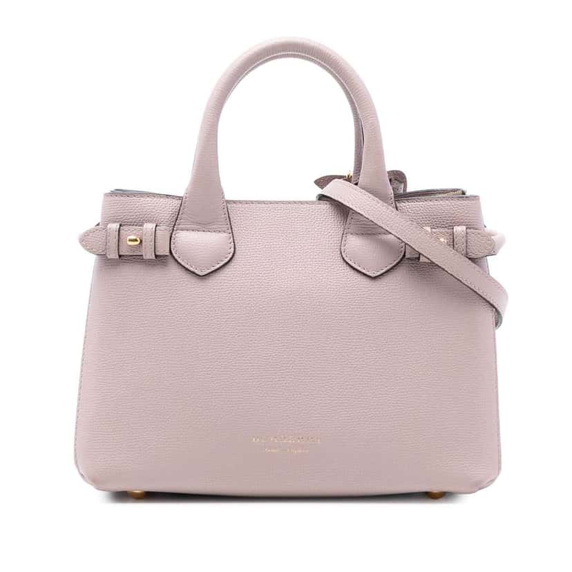 Burberry Small Leather and House Check Banner Satchel Pink Leather Good condition - Front View