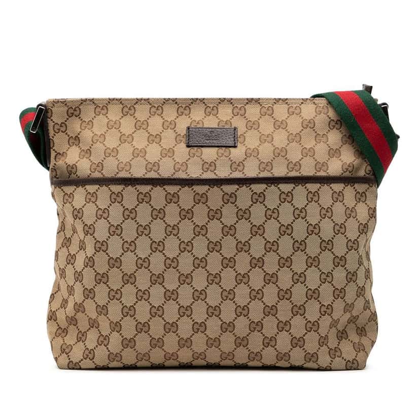 Gucci GG Canvas Web Crossbody Brown Canvas Good condition - Front View