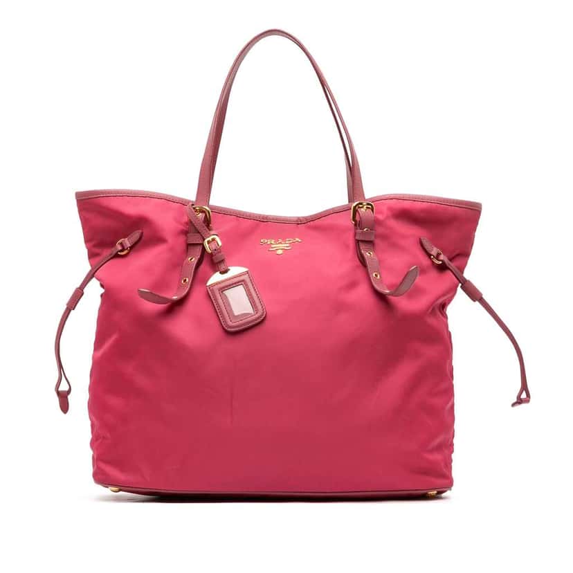 Prada Saffiano Trimmed Tessuto Tote Pink Very good condition - Front View