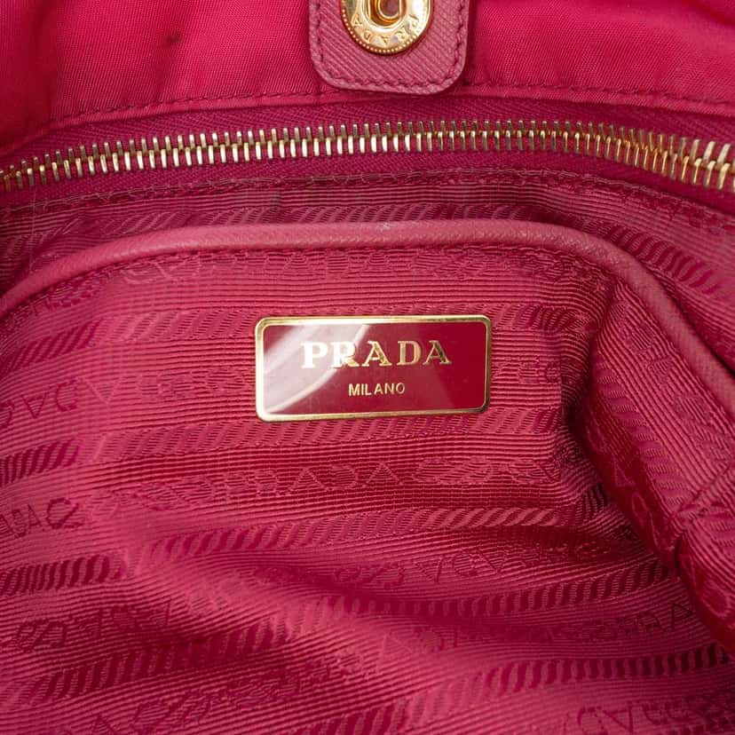 Prada Saffiano Trimmed Tessuto Tote Pink Very good condition - Box View