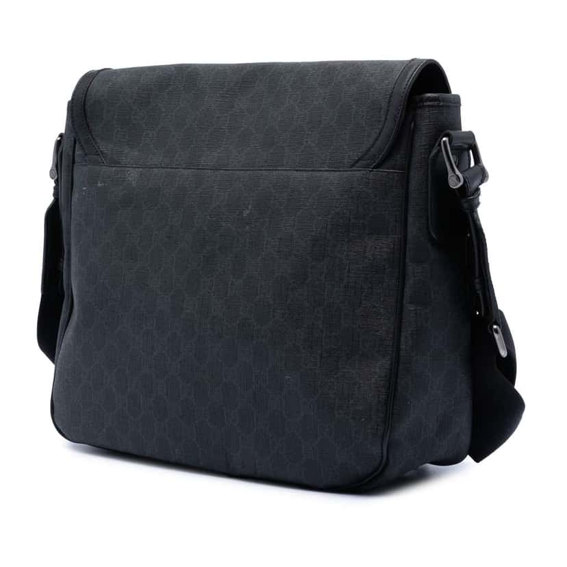 Gucci GG Supreme Messenger Bag Black Canvas Good condition - Back View