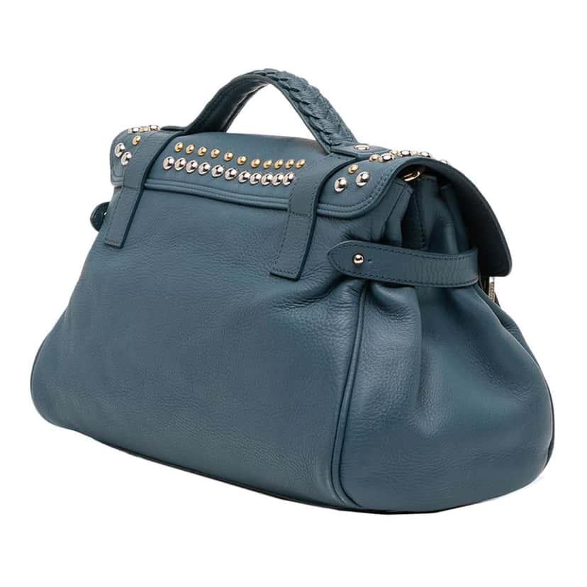 Mulberry Grained Calfskin Studded Alexa Satchel Blue Leather Good condition - Back View