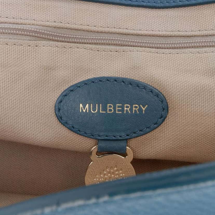 Mulberry Grained Calfskin Studded Alexa Satchel Blue Leather Good condition - Box View