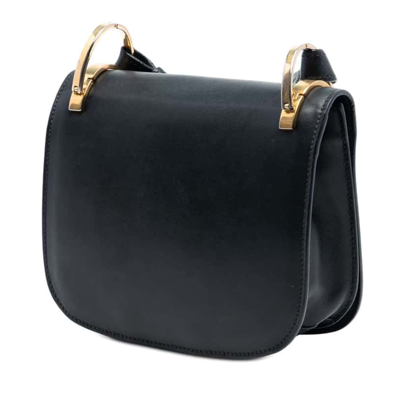 Prada City Calf Pionniere Saddle Bag Black Leather Good condition - Back View