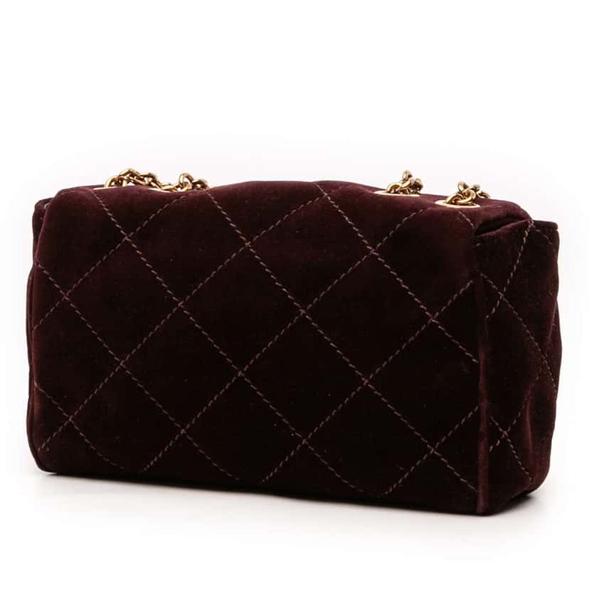Chloé Small Quilted Velvet Heritage Shoulder Bag Red Velvet Good condition - Back View