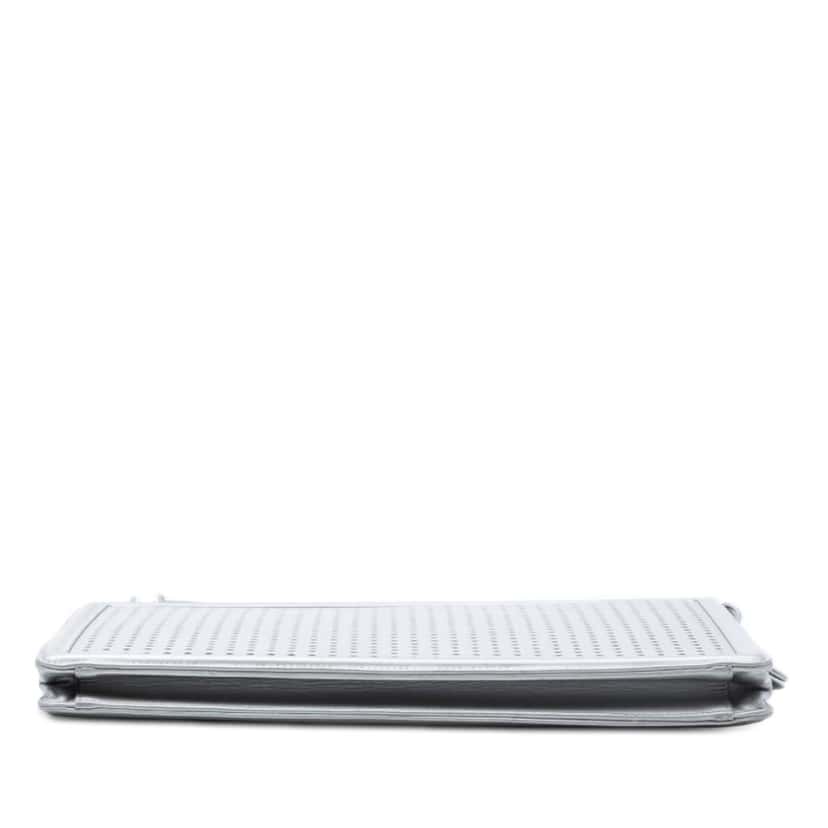 Chanel Perforated Metallic Lambskin Led Boy 2.0 Clutch Silver Leather Good condition - Inside View