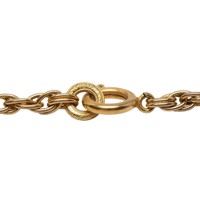 Chanel Gold Plated CC Rhinestone Pendant Necklace Gold Metal Good condition - Back View